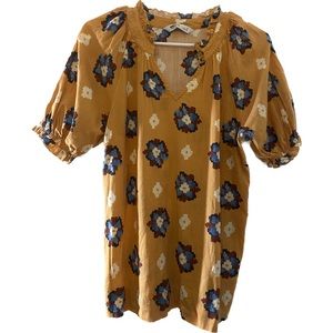 Sonoma Yellow Printed Short Sleeve Blouse
